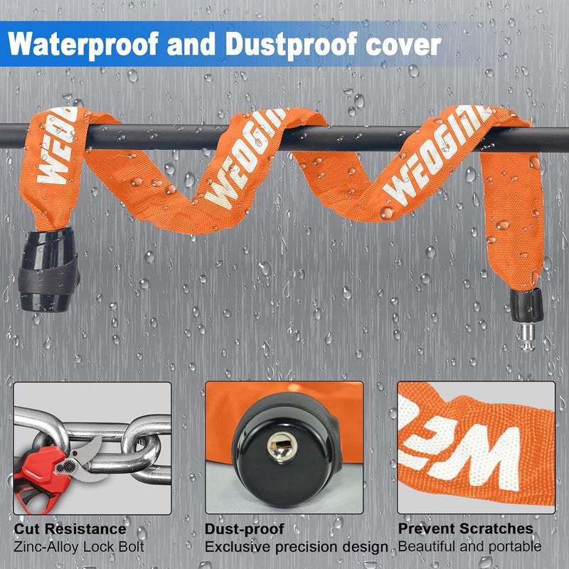 Weogine Heavy Duty Anti-Theft Chain Lock - 2.72 Ft Security Lock with 3 Keys, Waterproof for Scooter, Motorcycle, Door, Gate, Fence - Image 4
